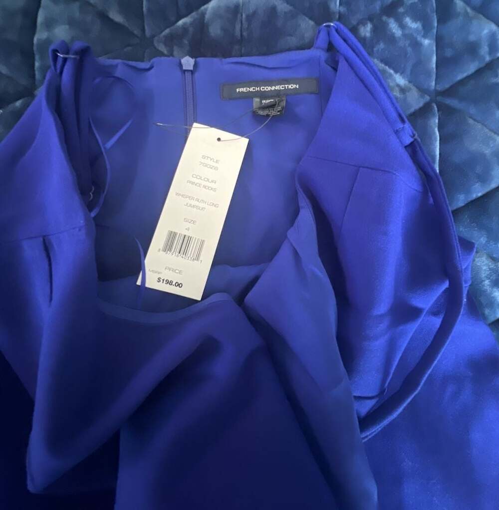 French Connection Whisper Ruth Long Jumpsuit in Prince Rocks Blue, Size 4